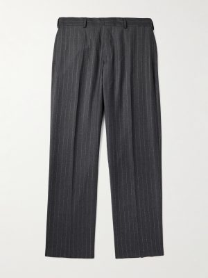 Straight-Leg Pinstriped Wool Trousers