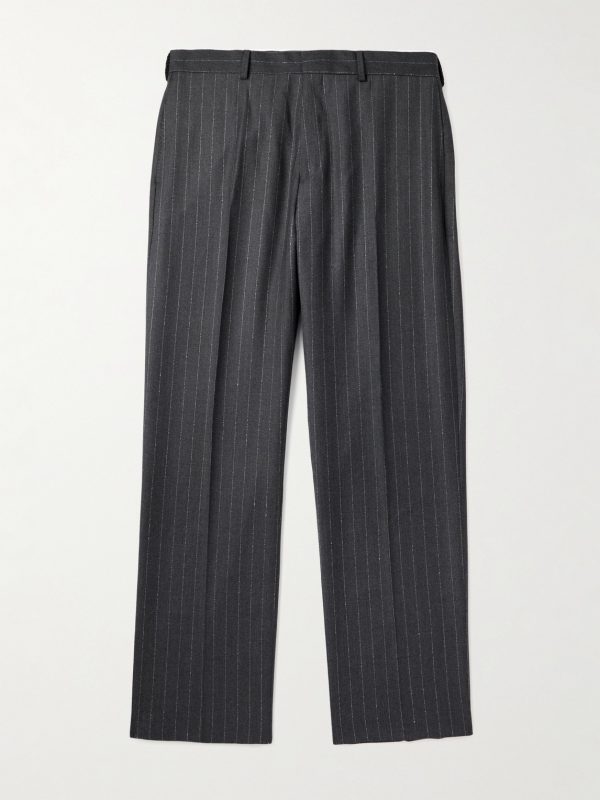Straight-Leg Pinstriped Wool Trousers