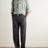Straight-Leg Pinstriped Wool Trousers - OU