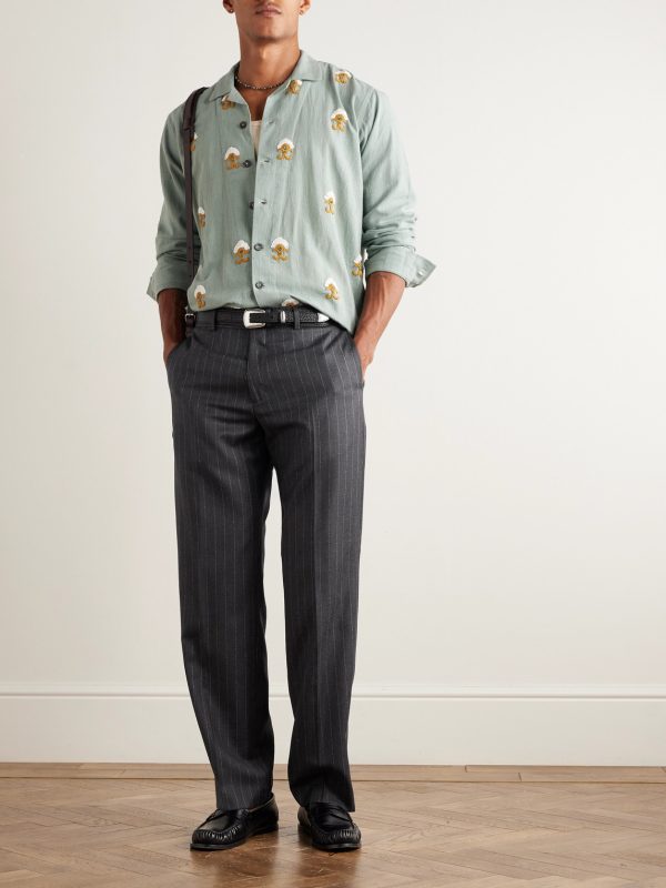 Straight-Leg Pinstriped Wool Trousers - OU
