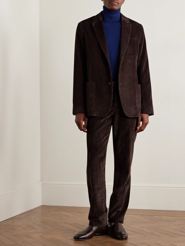 Gents Slim-Fit Straight-Leg Cotton-Corduroy Suit Trousers - OU Gents Slim-Fit Straight-Leg Cotton-Corduroy Suit Trousers - OU