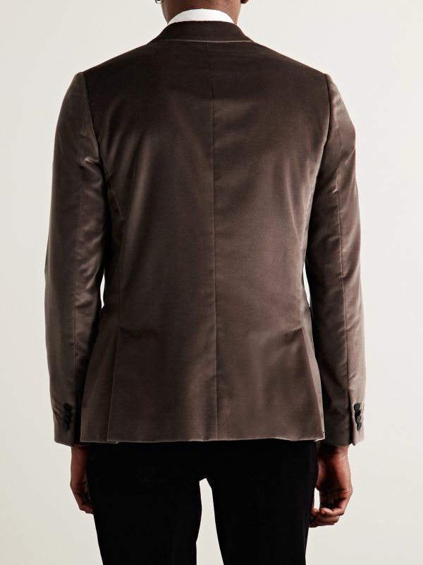Slim-Fit Satin-Trimmed Cotton-Velvet Tuxedo Jacket - BK