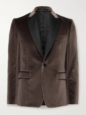 Slim-Fit Satin-Trimmed Cotton-Velvet Tuxedo Jacket