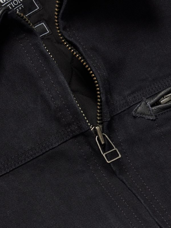 Leather-Trimmed Distressed Padded Cotton-Canvas Jacket - CU Leather-Trimmed Distressed Padded Cotton-Canvas Jacket - CU