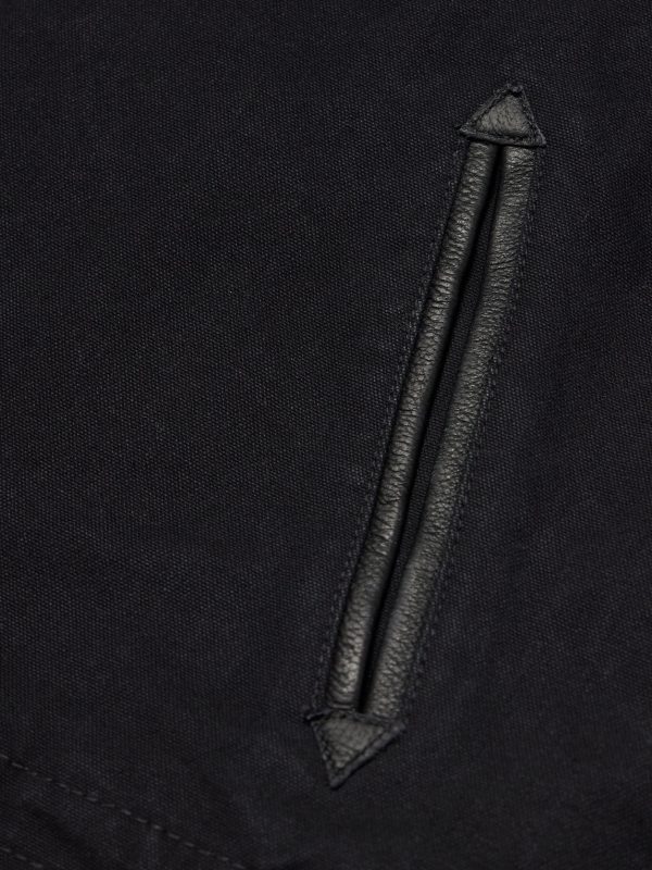 Leather-Trimmed Distressed Padded Cotton-Canvas Jacket - E1 Leather-Trimmed Distressed Padded Cotton-Canvas Jacket - E1