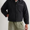 Leather-Trimmed Distressed Padded Cotton-Canvas Jacket - FR Leather-Trimmed Distressed Padded Cotton-Canvas Jacket - FR