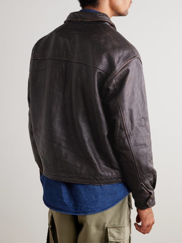 Distressed Leather Jacket - BK Distressed Leather Jacket - BK