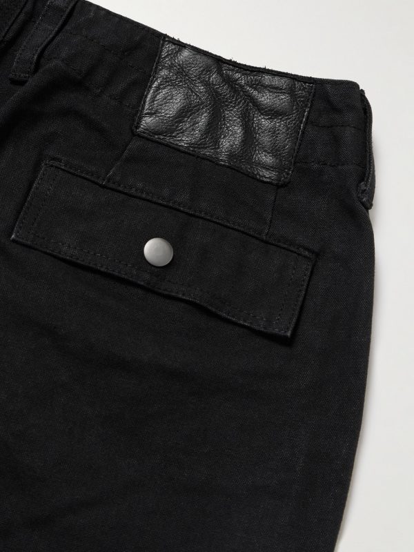 Tapered Leather-Trimmed Cotton-Canvas Cargo Trousers - CU Tapered Leather-Trimmed Cotton-Canvas Cargo Trousers - CU