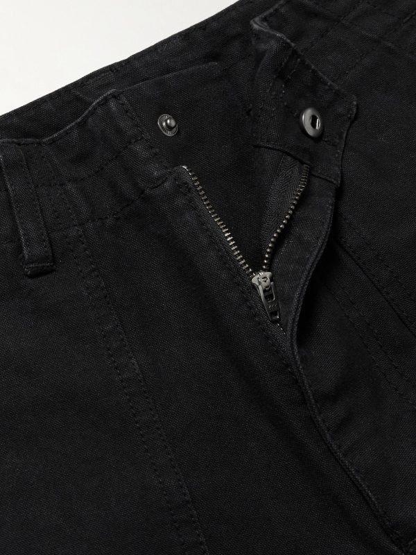 Tapered Leather-Trimmed Cotton-Canvas Cargo Trousers - E1 Tapered Leather-Trimmed Cotton-Canvas Cargo Trousers - E1