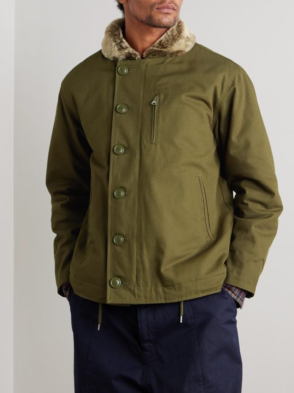 Edgar Plush-Trimmed Cotton-Canvas Jacket - FR