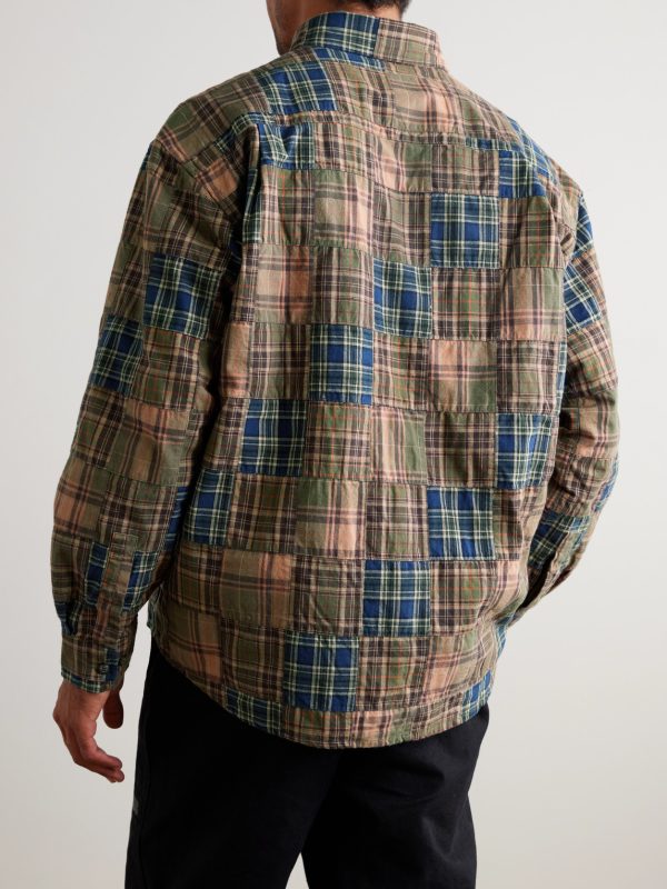 Patchwork Checked Cotton Shirt - BK Patchwork Checked Cotton Shirt - BK