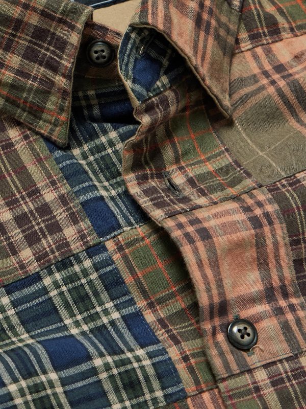 Patchwork Checked Cotton Shirt - CU Patchwork Checked Cotton Shirt - CU