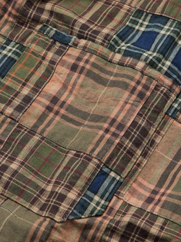 Patchwork Checked Cotton Shirt - E1 Patchwork Checked Cotton Shirt - E1