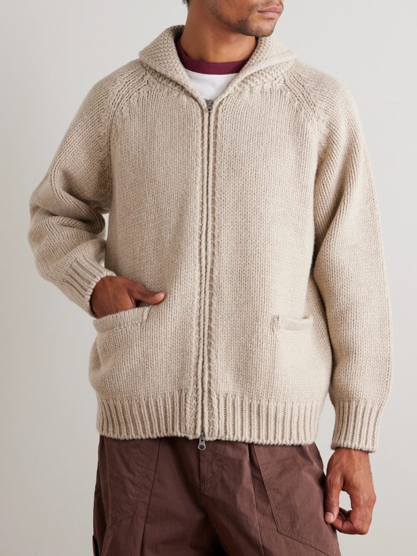 Shawl-Collar Wool-Blend Zip-Up Cardigan - FR Shawl-Collar Wool-Blend Zip-Up Cardigan - FR