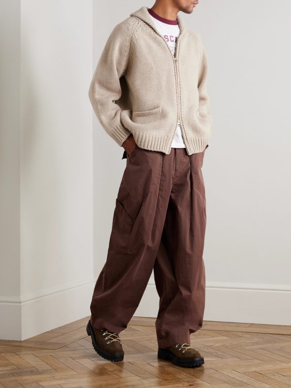 Shawl-Collar Wool-Blend Zip-Up Cardigan - OU Shawl-Collar Wool-Blend Zip-Up Cardigan - OU