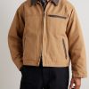 Leather-Trimmed Distressed Cotton-Canvas Jacket - FR Leather-Trimmed Distressed Cotton-Canvas Jacket - FR