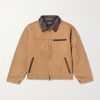 Leather-Trimmed Distressed Cotton-Canvas Jacket Leather-Trimmed Distressed Cotton-Canvas Jacket