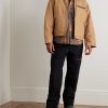 Leather-Trimmed Distressed Cotton-Canvas Jacket - OU Leather-Trimmed Distressed Cotton-Canvas Jacket - OU