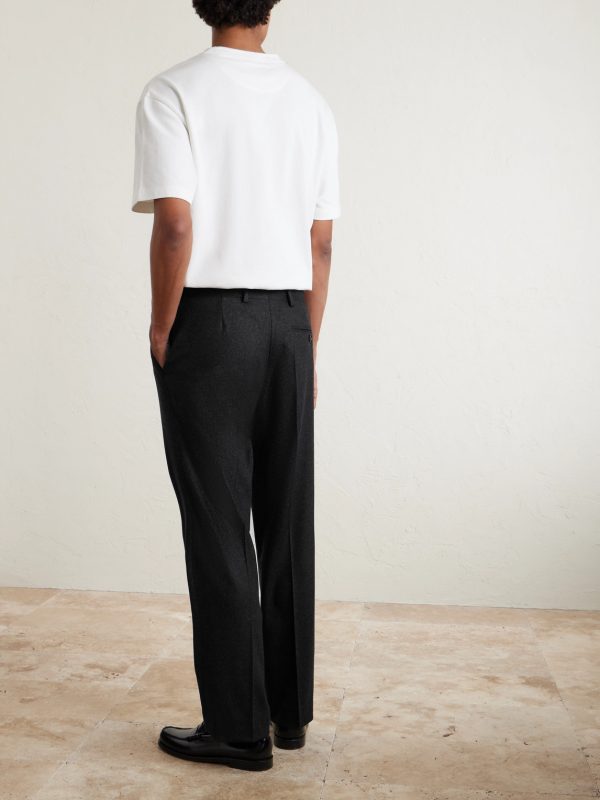 Straight-Leg Pleated Cashmere-Blend Flannel Suit Trousers - BK