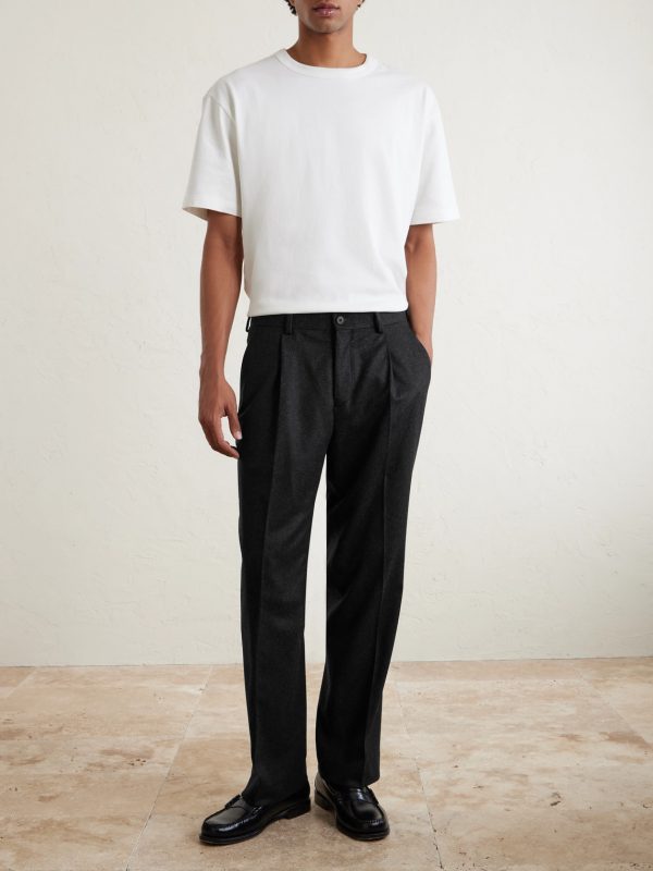 Straight-Leg Pleated Cashmere-Blend Flannel Suit Trousers - FR