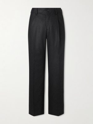 Straight-Leg Pleated Cashmere-Blend Flannel Suit Trousers