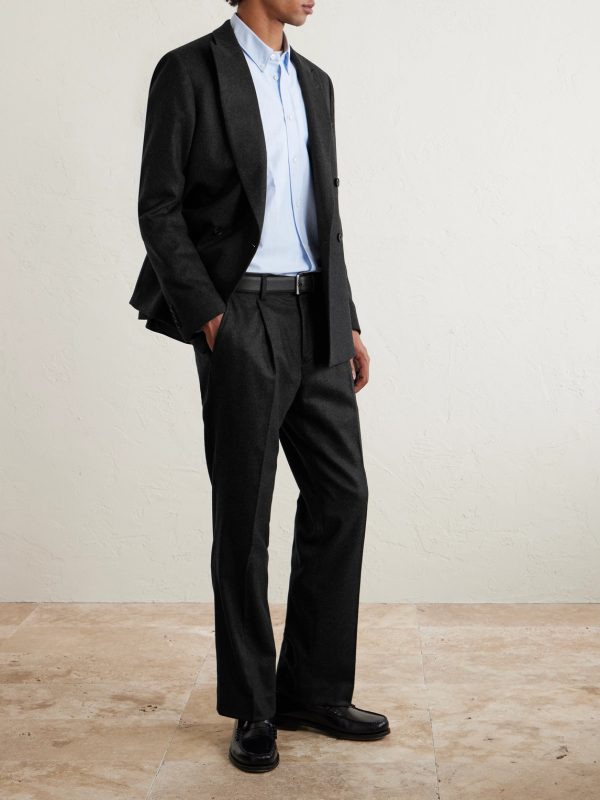 Straight-Leg Pleated Cashmere-Blend Flannel Suit Trousers - OU