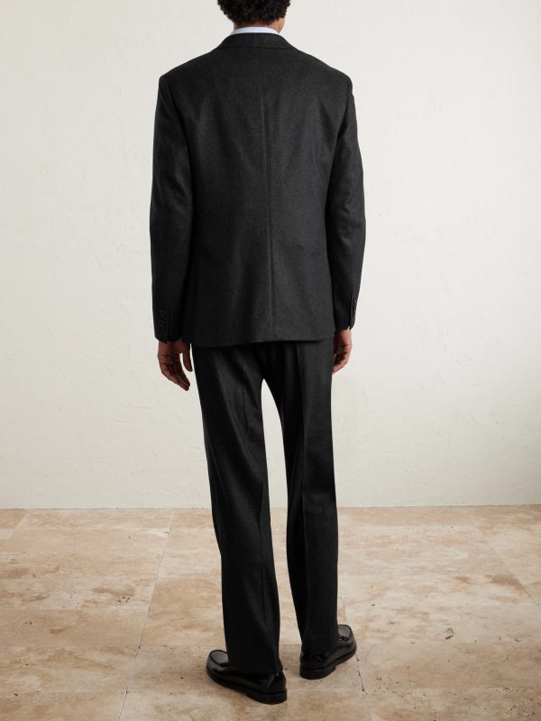 Double-Breasted Cashmere-Blend Flannel Suit Jacket - BK Double-Breasted Cashmere-Blend Flannel Suit Jacket - BK