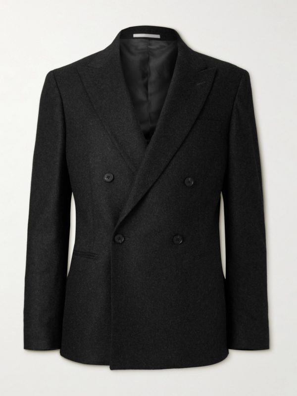 Double-Breasted Cashmere-Blend Flannel Suit Jacket Double-Breasted Cashmere-Blend Flannel Suit Jacket