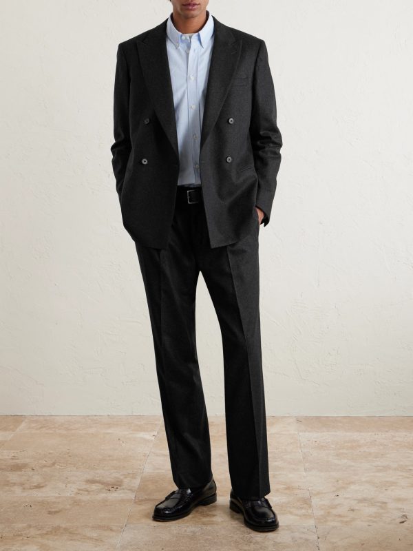 Double-Breasted Cashmere-Blend Flannel Suit Jacket - OU Double-Breasted Cashmere-Blend Flannel Suit Jacket - OU