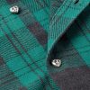 Button-Down Collar Patchwork Checked Cotton-Flannel Shirt - CU