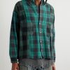 Button-Down Collar Patchwork Checked Cotton-Flannel Shirt - FR