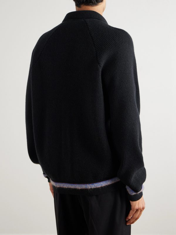 Zaya Ribbed Merino Wool Zip-Up Sweater - BK Zaya Ribbed Merino Wool Zip-Up Sweater - BK