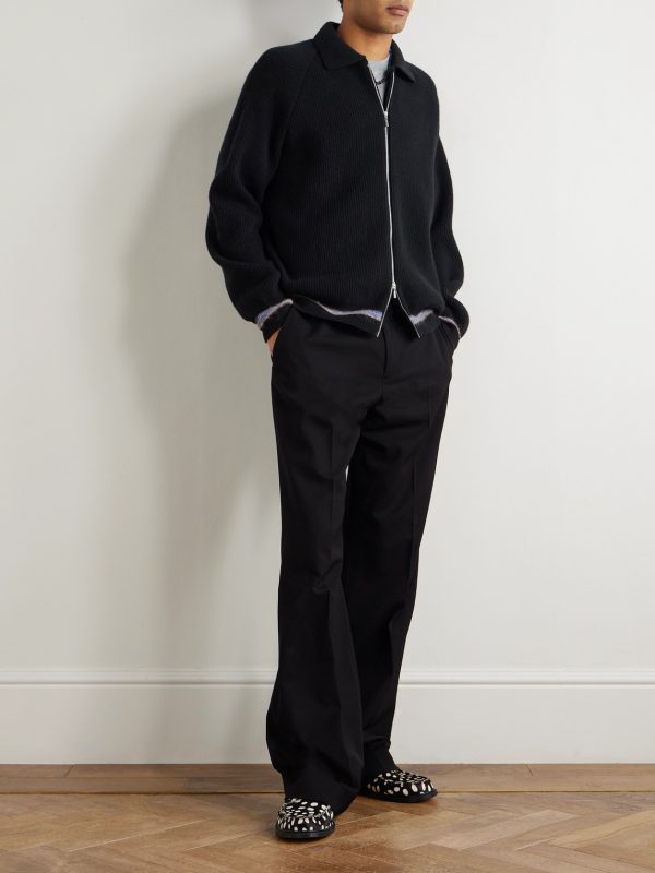 Zaya Ribbed Merino Wool Zip-Up Sweater - OU Zaya Ribbed Merino Wool Zip-Up Sweater - OU