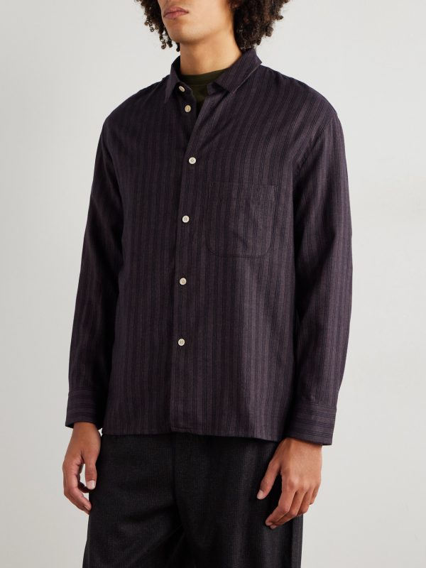 Gusto Striped Cotton and Lyocell-Blend Shirt - FR Gusto Striped Cotton and Lyocell-Blend Shirt - FR
