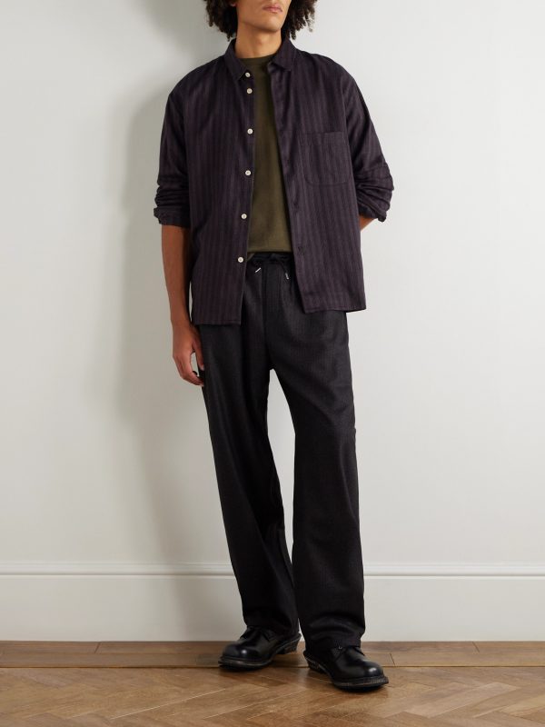 Gusto Striped Cotton and Lyocell-Blend Shirt - OU Gusto Striped Cotton and Lyocell-Blend Shirt - OU