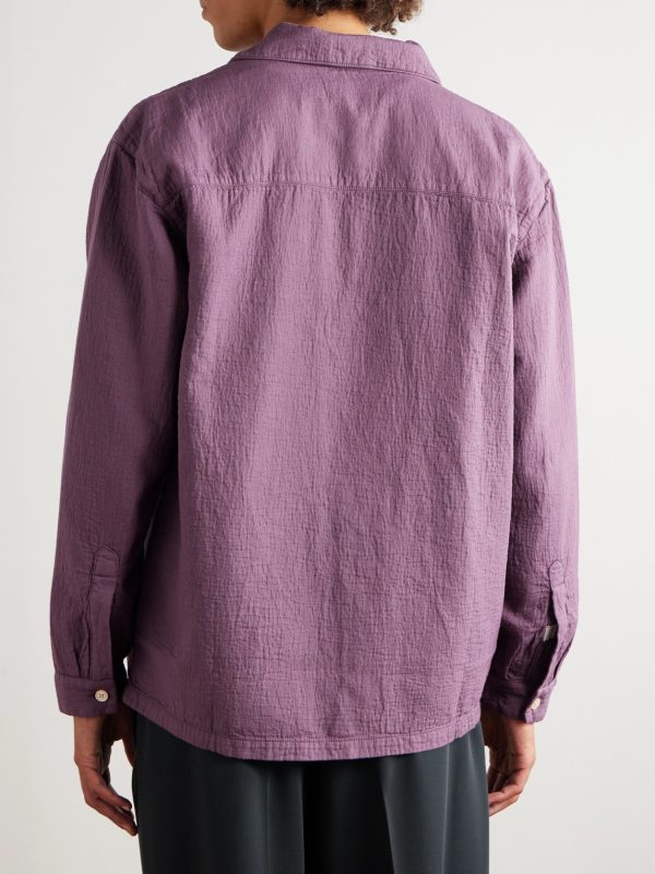 Sayan Garment-Dyed Crinkled Cotton Overshirt - BK Sayan Garment-Dyed Crinkled Cotton Overshirt - BK