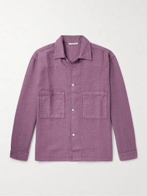Sayan Garment-Dyed Crinkled Cotton Overshirt Sayan Garment-Dyed Crinkled Cotton Overshirt