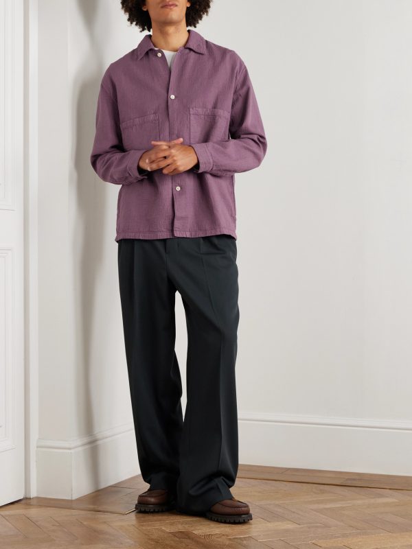 Sayan Garment-Dyed Crinkled Cotton Overshirt - OU Sayan Garment-Dyed Crinkled Cotton Overshirt - OU