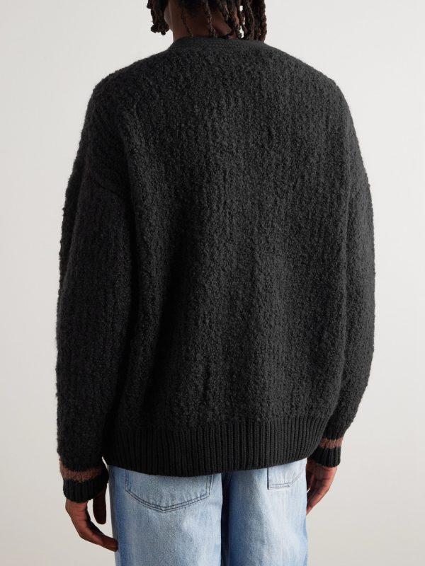 Ribbed-Knit Virgin Wool-Blend Cardigan - BK Ribbed-Knit Virgin Wool-Blend Cardigan - BK