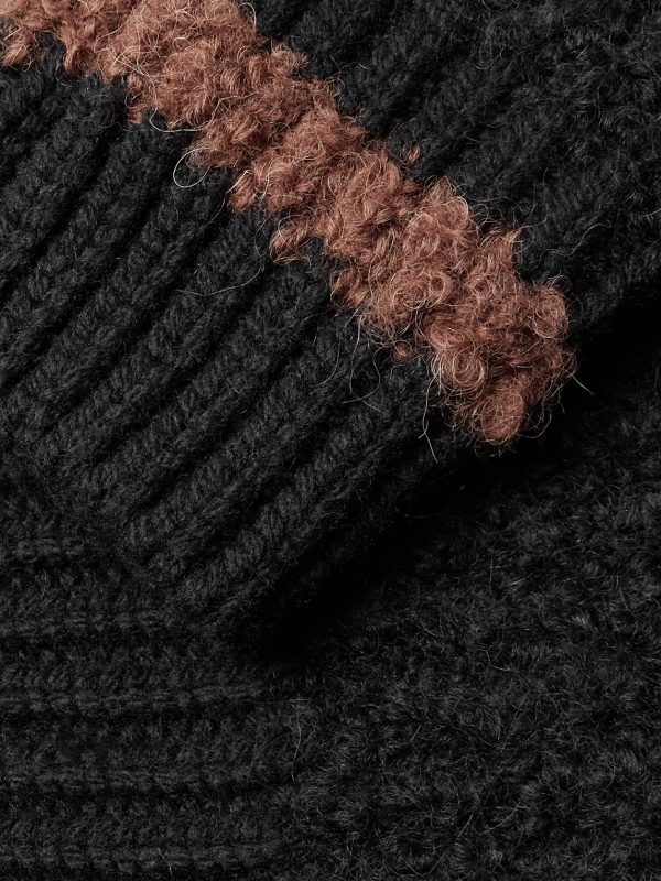 Ribbed-Knit Virgin Wool-Blend Cardigan - E1 Ribbed-Knit Virgin Wool-Blend Cardigan - E1