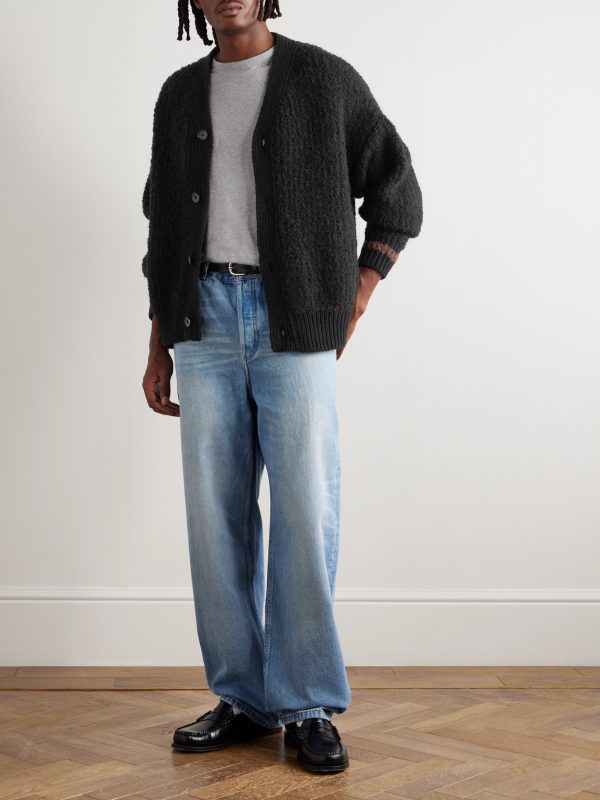 Ribbed-Knit Virgin Wool-Blend Cardigan - OU Ribbed-Knit Virgin Wool-Blend Cardigan - OU