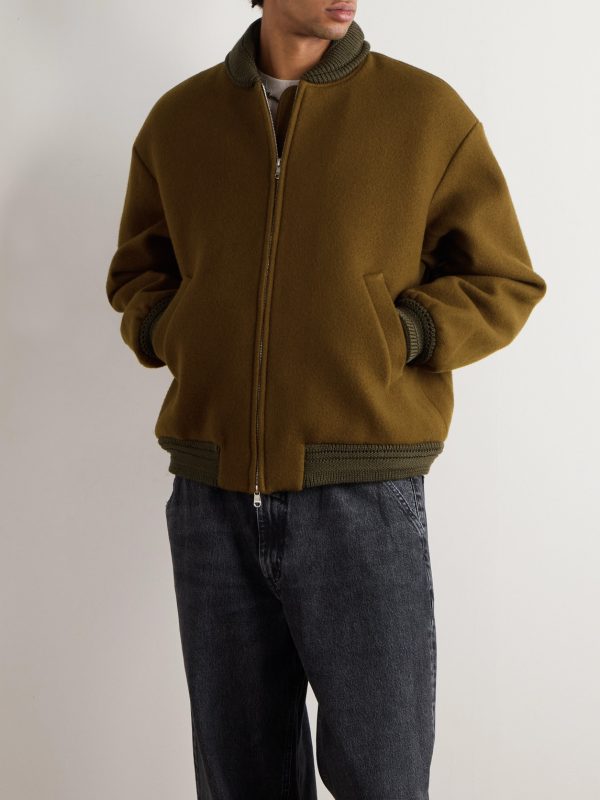 Bajar Virgin Wool and Cashmere-Blend Bomber Jacket - FR Bajar Virgin Wool and Cashmere-Blend Bomber Jacket - FR