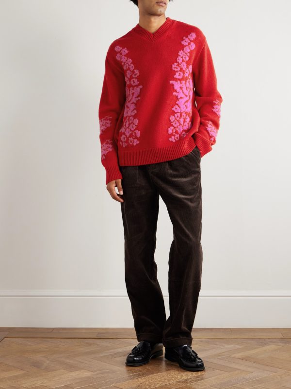 Floral-Jacquard Wool Sweater - OU Floral-Jacquard Wool Sweater - OU