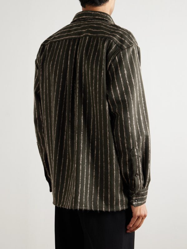 Gusto Striped Virgin Wool-Blend Shirt - BK Gusto Striped Virgin Wool-Blend Shirt - BK