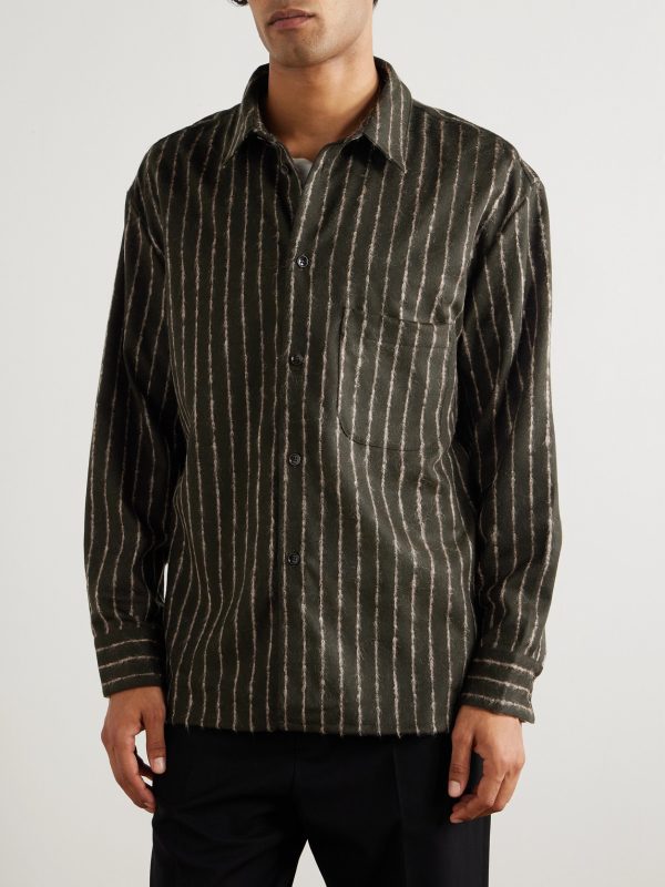 Gusto Striped Virgin Wool-Blend Shirt - FR Gusto Striped Virgin Wool-Blend Shirt - FR