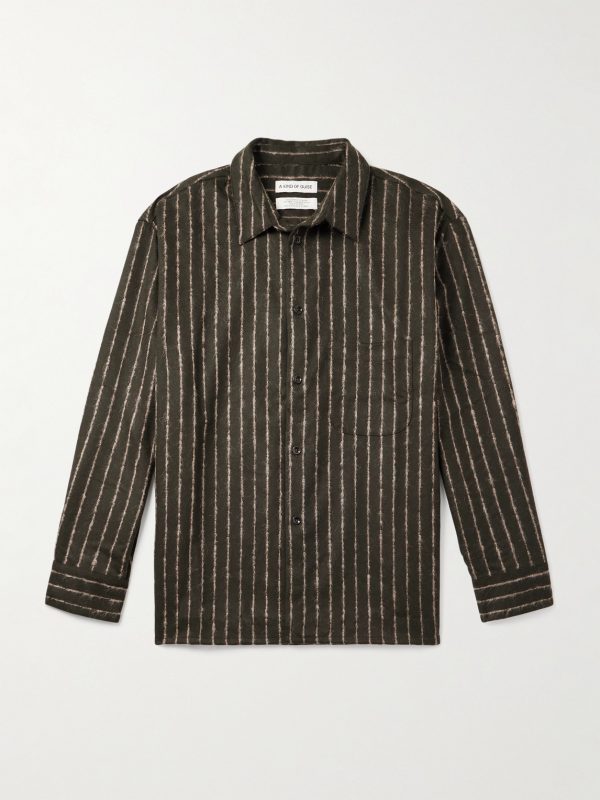 Gusto Striped Virgin Wool-Blend Shirt Gusto Striped Virgin Wool-Blend Shirt