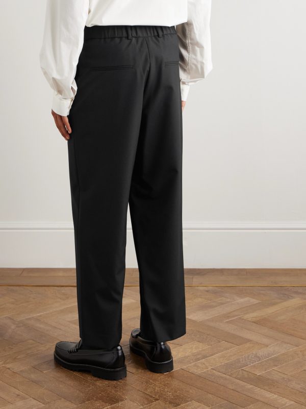 Straight-Leg Pleated Wool Suit Trousers - BK Straight-Leg Pleated Wool Suit Trousers - BK