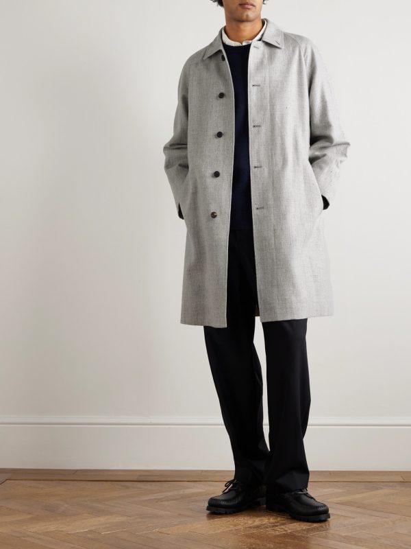 Balmacaan Linen and Wool-Blend Twill Coat - OU Balmacaan Linen and Wool-Blend Twill Coat - OU
