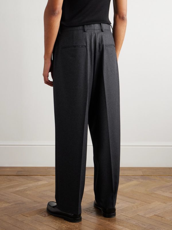 Straight-Leg Pleated Merino Wool-Flannel Suit Trousers - BK