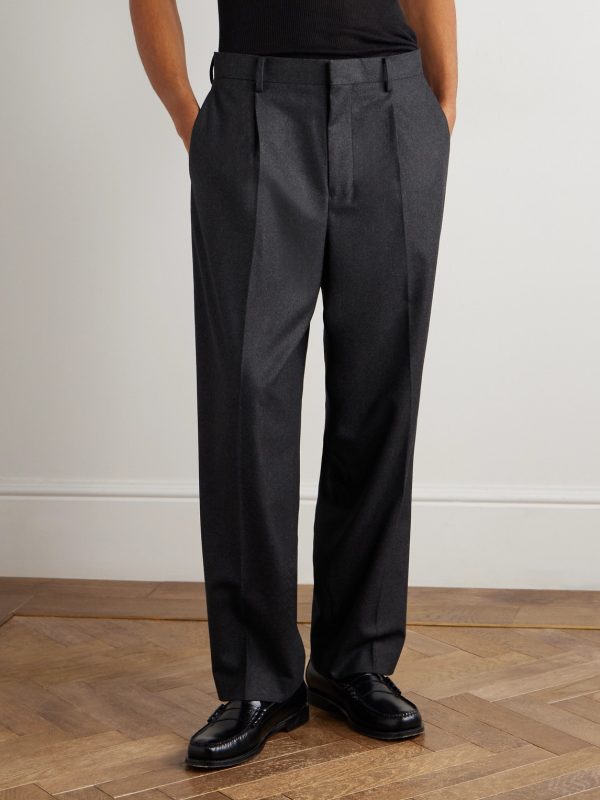 Straight-Leg Pleated Merino Wool-Flannel Suit Trousers - FR
